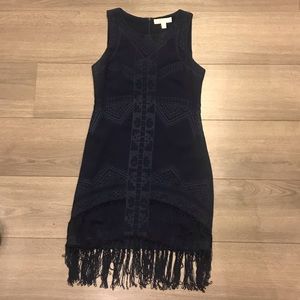 Navy holiday fringe dress